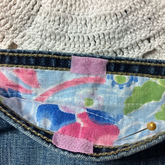 Women’s Denim Crossbody Purse, Handmade, Upcycled, Crocheted Flap, Lined - Picture 5 of 9